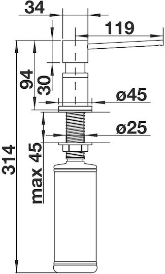 Blanco Lato Built-In Kitchen Dispenser Metallic Jasmine/Chrome 300ml