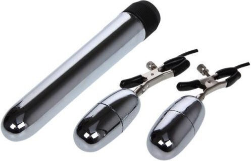 Baile Vibrator Vibrierendes Bullet & Nippelklammern Set Silber