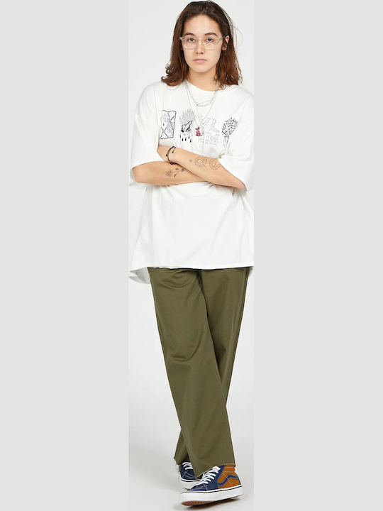 Thisthatthem Women's Fabric Trousers Khaki