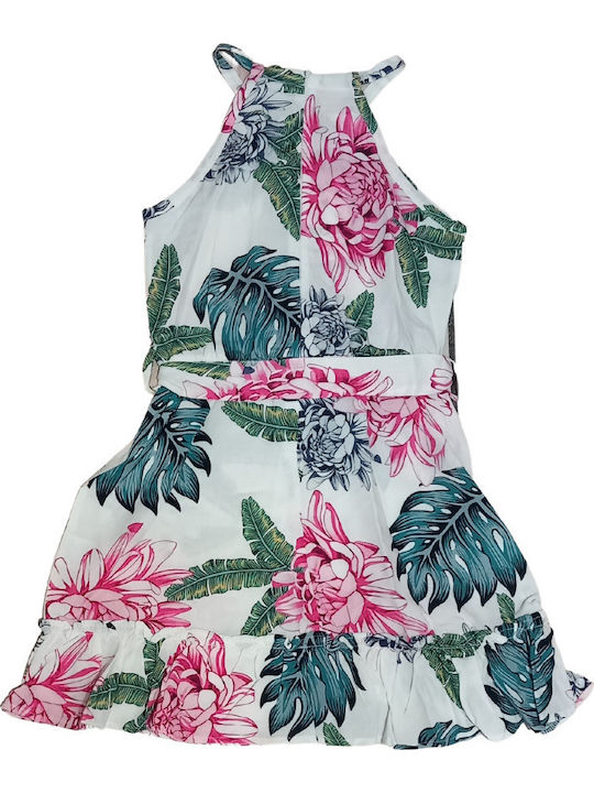 Children's Dress Sleeveless Floral Set with Accessories White