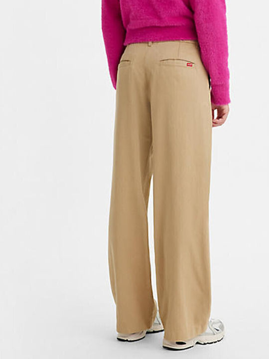 Γυναικεία Παντελόνα σε Baggy Γραμμή Dark Beige