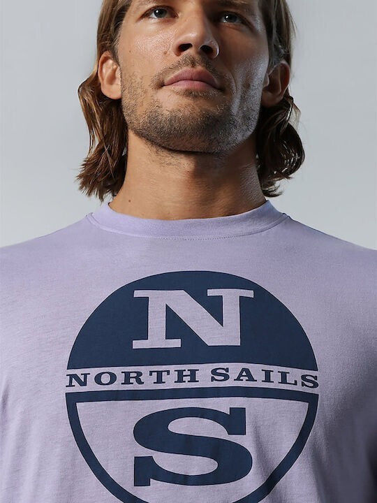 North Sails Core SS Ανδρικό T-shirt Μωβ με Στάμπα