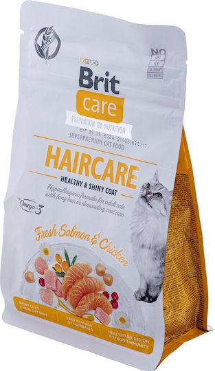 Brit Care Haircare Trockenfutter ohne Getreide & Gluten für erwachsene Katzen mit Huhn 0.4kg