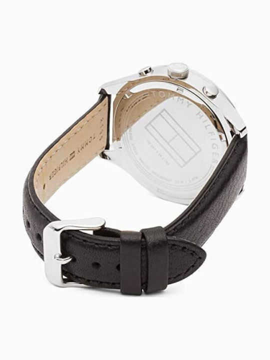 Tommy Hilfiger Gavin Ανδρικό Ρολόι 44mm Χρονογράφος Μπαταρίας με Μαύρο Δερμάτινο Λουράκι