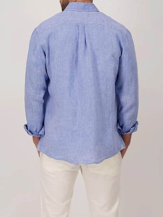 Fynch Hatton Men's Shirt Long Sleeve Linen Light Blue