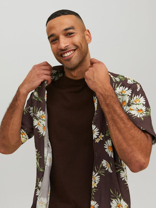 Short-sleeved Shirt Floral Brown