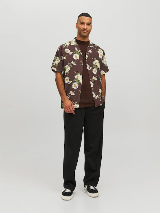 Short-sleeved Shirt Floral Brown