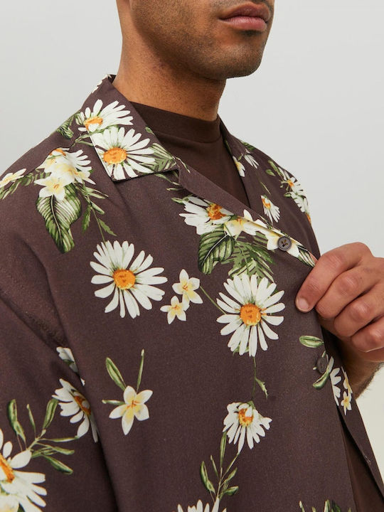 Short-sleeved Shirt Floral Brown