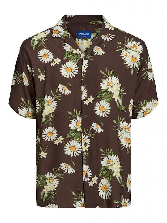 Short-sleeved Shirt Floral Brown