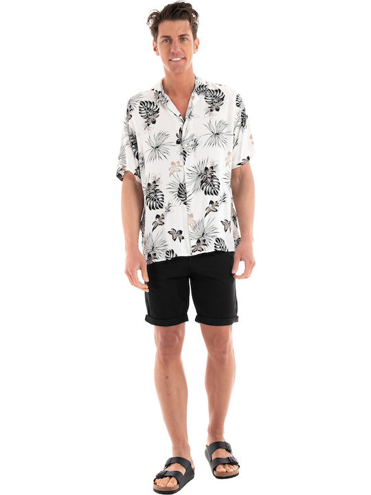 Short-sleeved Shirt in Wide Line Floral Cloud Dancer