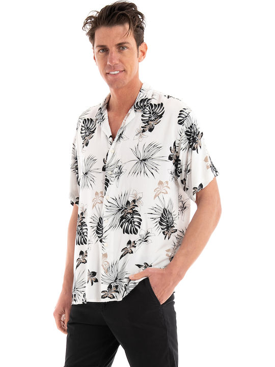 Short-sleeved Shirt in Wide Line Floral Cloud Dancer
