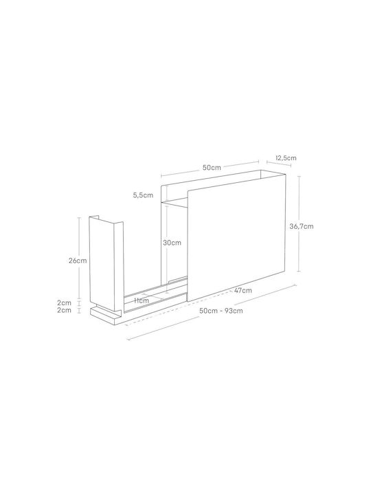 Yamazaki Επιτοίχιο Ράφι Μεταλλικό 90x36.7x12.5εκ. Μαύρο