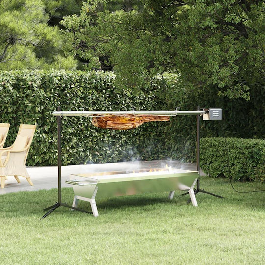vidaXL Rostfreier Stahl Holzkohlegrill 118cmx42cm