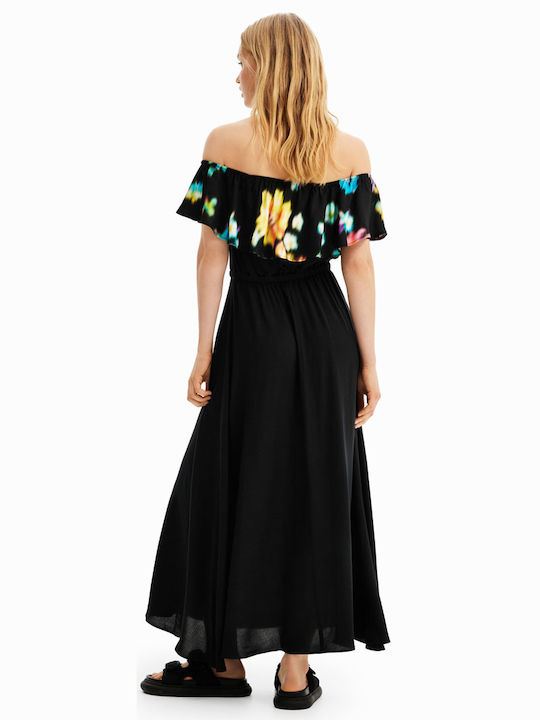Desigual Susan Mini All Day Φόρεμα Off-Shoulder Μαύρο