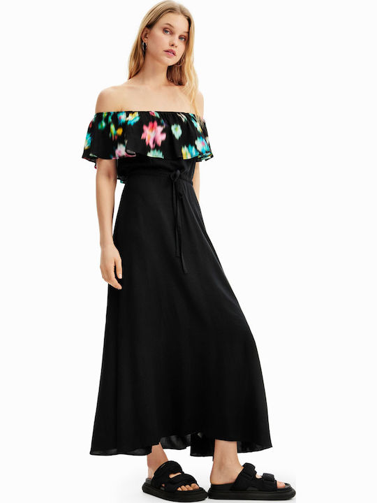 Susan Summer Maxi Dress with Ruffles Black