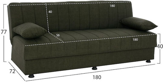 Andri Canapea Cu Trei Locuri Pat Cu Spațiu De Depozitare Verde Cipriotic 180x72x77cm