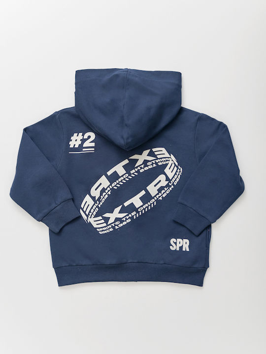 Sprint Boys Hooded Sweatshirt with Zipper Navy Blue