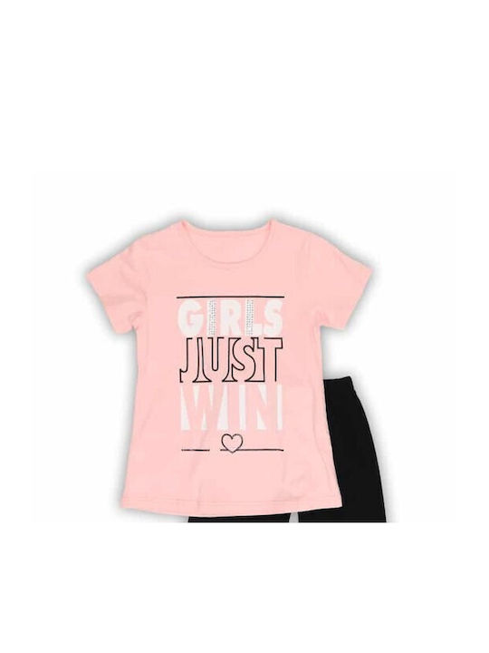 New College Kids Set with Leggings Summer 2pcs Pink