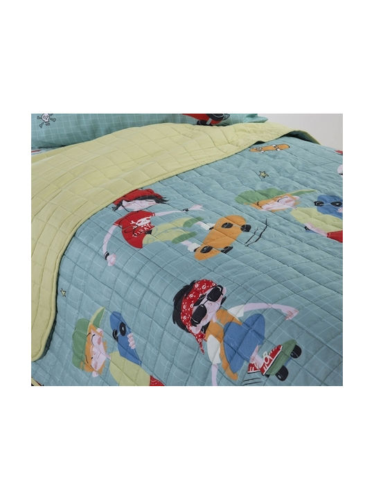Nef-Nef Homeware Παιδικό Κουβερλί Μονό Boys Will Be Boys Petrol 180x220εκ.