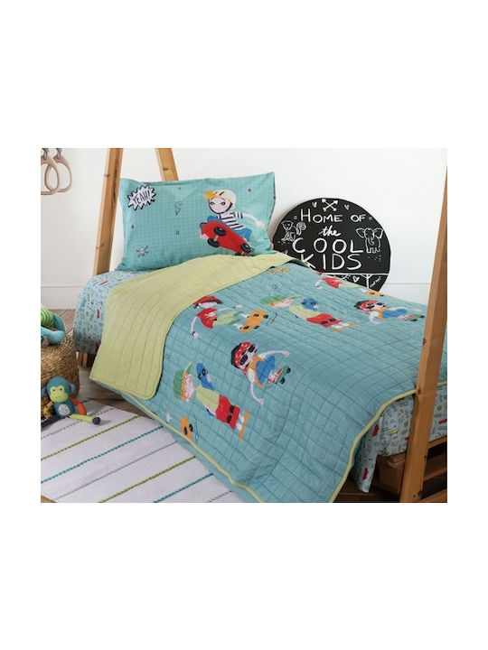 Nef-Nef Homeware Παιδικό Κουβερλί Μονό Boys Will Be Boys Petrol 180x220εκ.