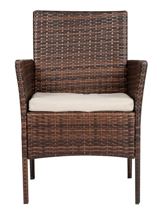 Outdoor Living Room Set Martin 4 Pieces Brown with Pillows