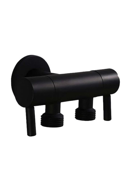 Interflex Double Round Wall Mounted Bidet Diverter Valve Total Black