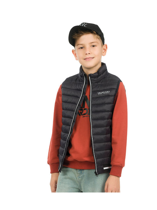 Energiers Kids Quilted Jacket Sleeveless Short with Hood Black