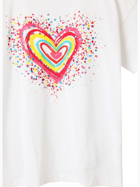 Детска тениска Бял Heart