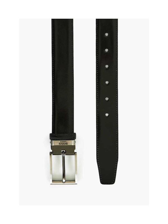 Boss Shoes Men's Leather Belt Black