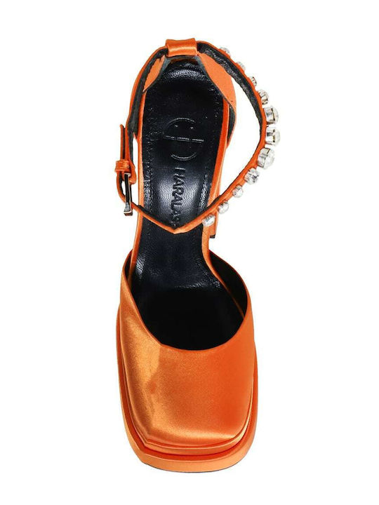 Pumps mit Riemchen Orange