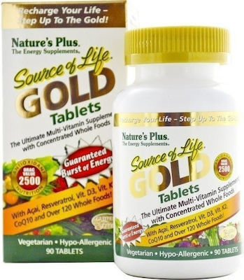 Nature's Plus Source Life Gold Πολυβιταμίνη για Ενέργεια, Ενίσχυση του Ανοσοποιητικού & την Υγεία των Οστών Tropical Fruit 90 ταμπλέτες 90 μασώμενες ταμπλέτες