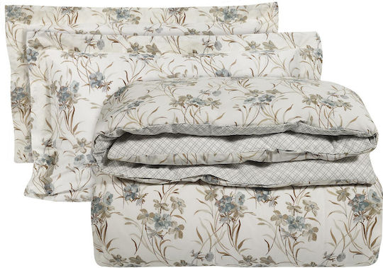 Das Home 9591 Coverlet Queen Size Cotton Ecru / Beige / Light Blue 220x240cm