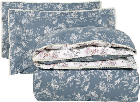 Das Home 1667 Покривало Кингсайз Памук Light Blue / White / Pink 220x240см