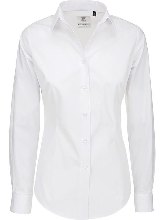 Long sleeve shirt B&C Black Tie LSL Women White