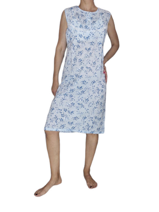 Nina Club Summer Cotton Women's Nightdress Light Blue