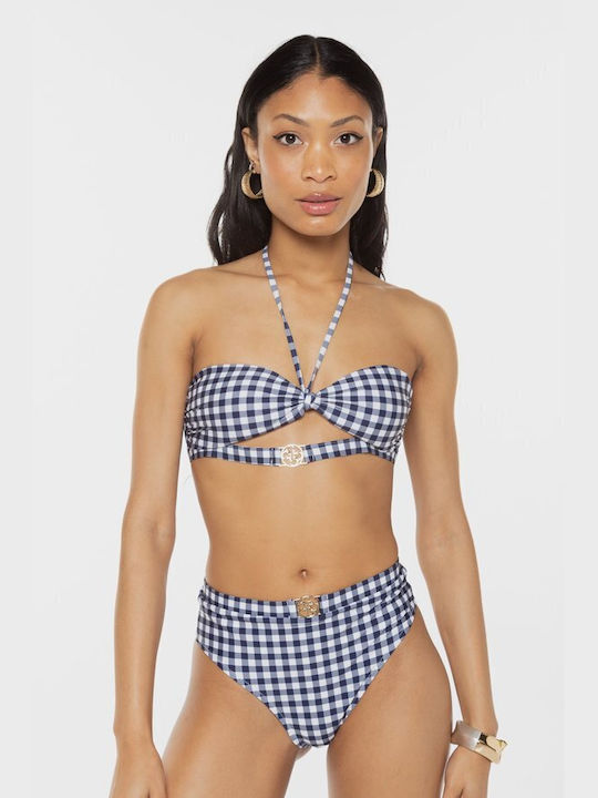 Guess High Neck Bikini Top Μπλε