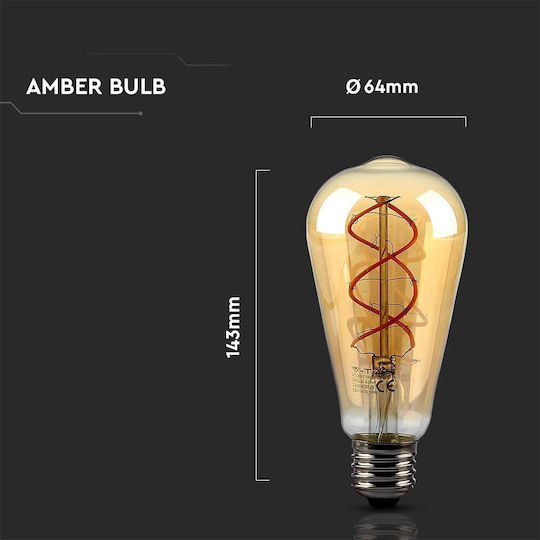 V-TAC LED Bulb 5W 143mm for Socket E27 and Shape ST64 Warm White 300lm
