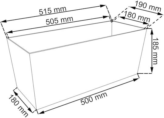Marhome Rato Case Самополивен Кутия за саксии Пластмаса Въглени 51.4x18.6x19.2см.