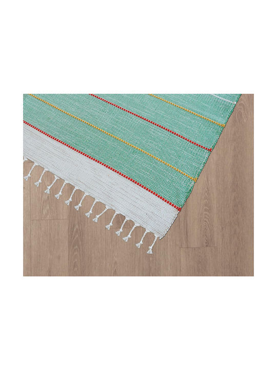 Newplan Ribella Handmade Anti-slip Rug Rectangular Summer Cotton with Fringes 300 Green