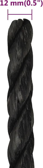 vidaXL Rope with Diameter 12mm and Length 500m Black Work Rope 12mm 500m Polypropylene