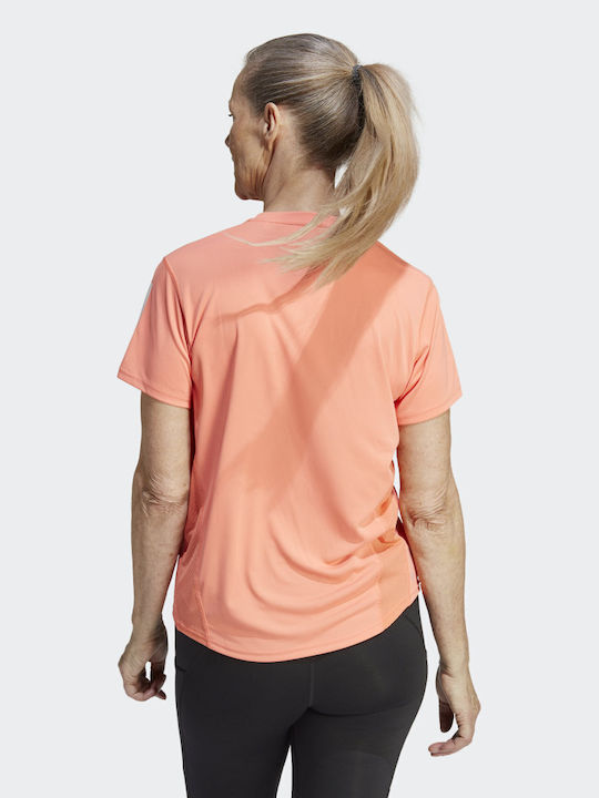Adidas Own The Run Γυναικείο Αθλητικό T-shirt Fast Drying Πορτοκαλί