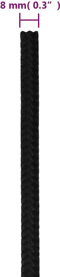 vidaXL Rope Diameter 8mm with Length 100m Black Work Rope Black 8mm 100m Polyester