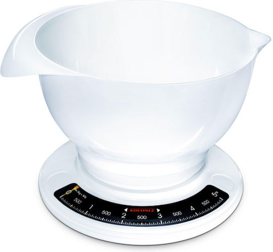 Soehnle Culina Pro Analoge Küchenwaage mit Eimer bis 5kg Weiße