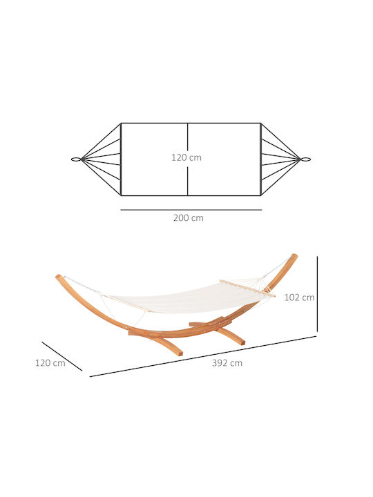Outsunny Single Hammock with Stand White 392x120cm