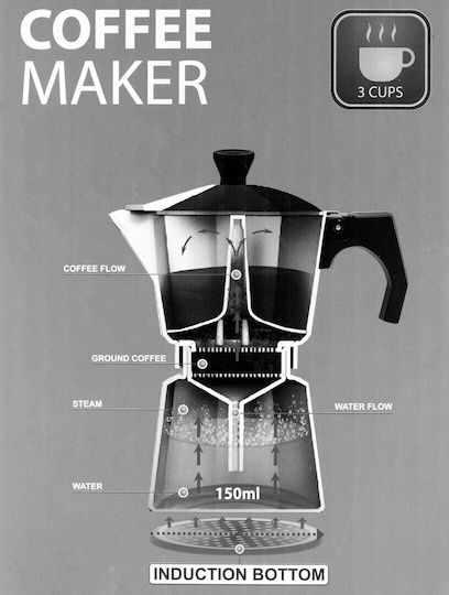 Maestro Stovetop Espresso Pot 3 Cups Brown