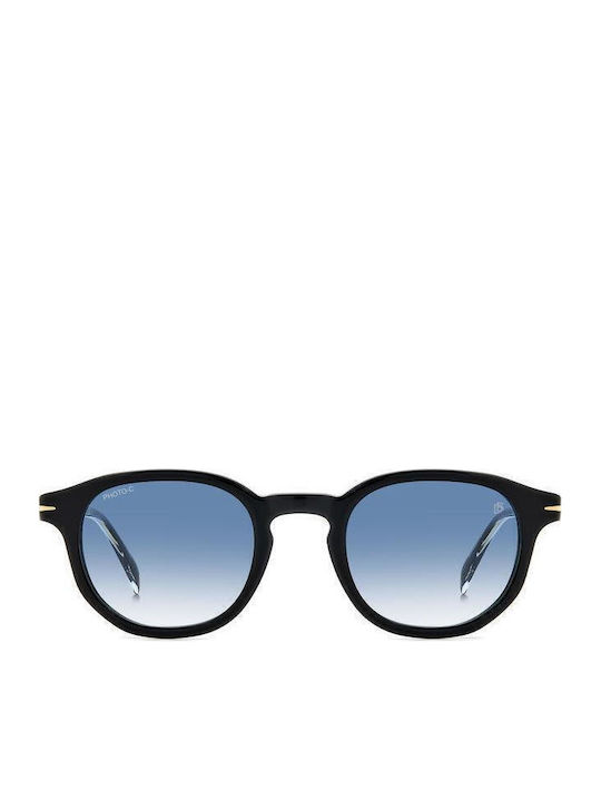 David Beckham Men's Sunglasses with Blue Plastic Frame and Black Lens DB 1007/S 807/F9