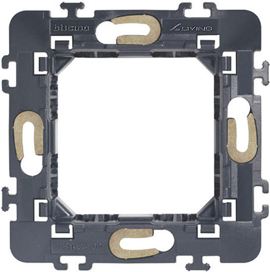 Legrand Bticino Living Light Βάση Στήριξης Διακόπτη 2 Στοιχείων με Βίδες σε Μαύρο Χρώμα L4702