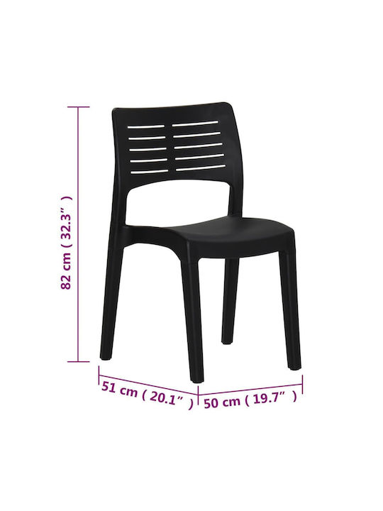 Outdoor-Stuhl Polypropylen Charcoal 2Stück 50x51x82εκ.