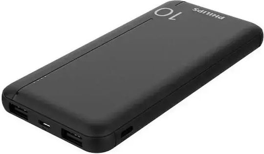 Philips Power Bank 10000mAh 37W with 2 USB-A Ports Black