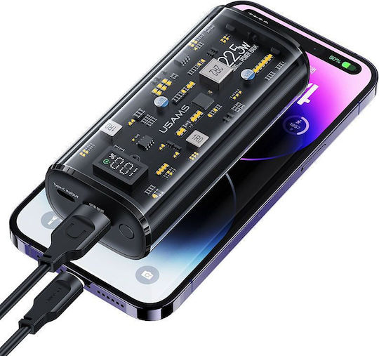 Usams US-CD189 Power Bank 9000mAh 20W με Θύρα USB-A και Θύρα USB-C Power Delivery / Quick Charge 3.0 Μαύρο